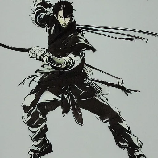 Prompt: samurai by yoji shinkawa