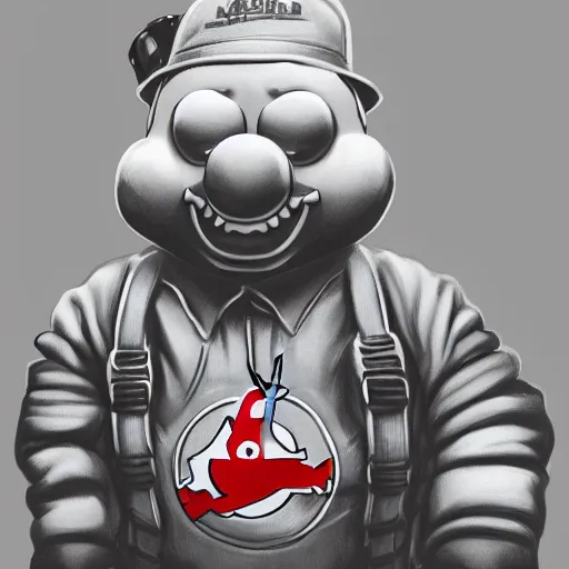 Image similar to a giant ghostbusters stay puff marshmallow man wearing timberland shoes and a yankee hat smoking a joint walking in new york city, highly detailed portrait, digital painting, artstation, concept art, smooth, sharp foccus ilustration, artstation hq