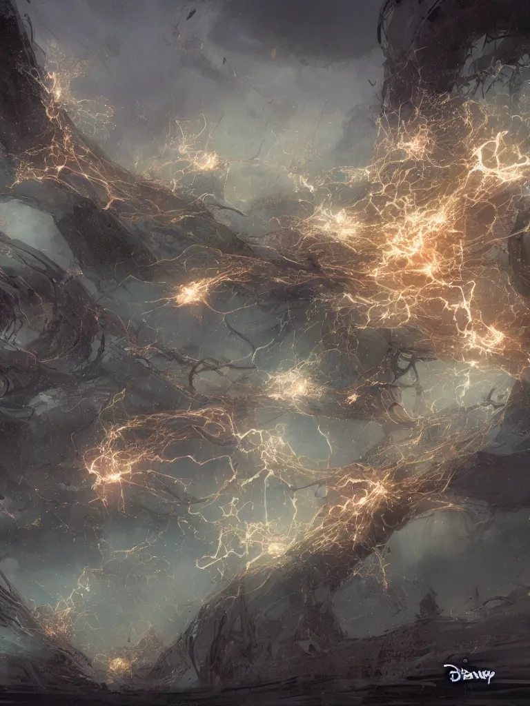 Image similar to neurons firing by disney concept artists, blunt borders, rule of thirds