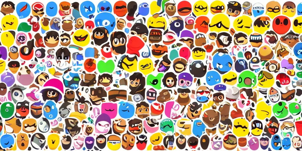 Image similar to a full set of emoji designed by nintendo