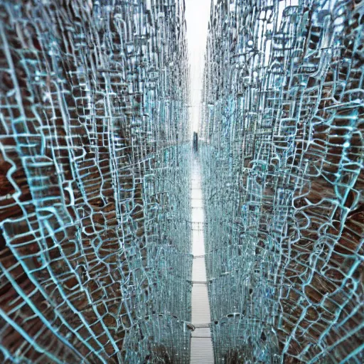 Prompt: a glass maze