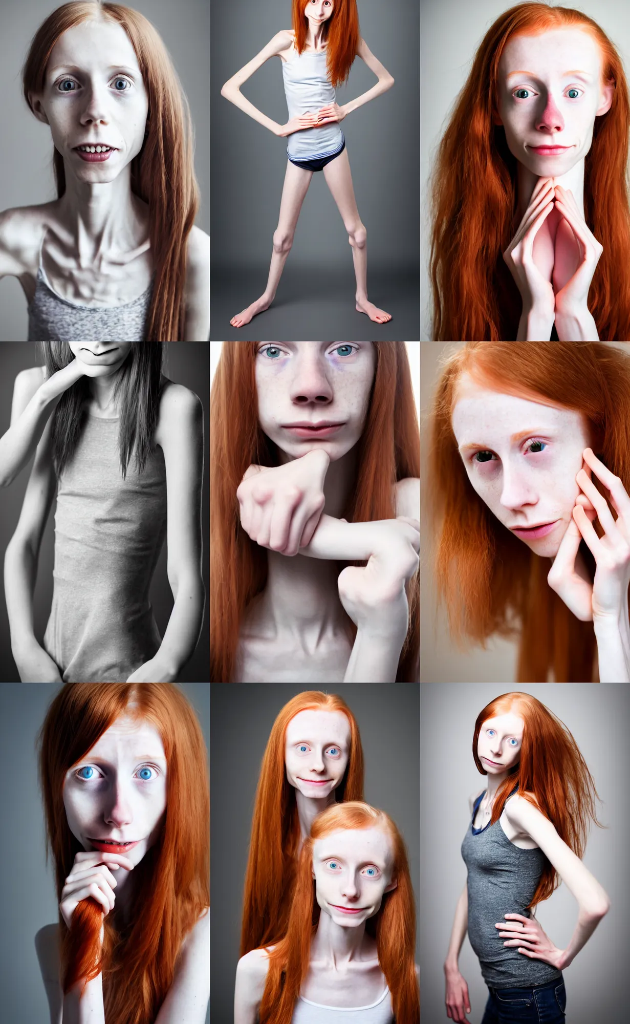 Prompt: photo of teen anorexic skinny redhead girl. eating disorders awareness week. campaigns to help those who suffer from eating disorders. campaign against anorexia nervosa. health awareness initiatives. wake up weight watchers # wakeupweightwatchers. highly detailed 8 k. intricate. nikon d 8 5 0 5 5 mm. award winning photography