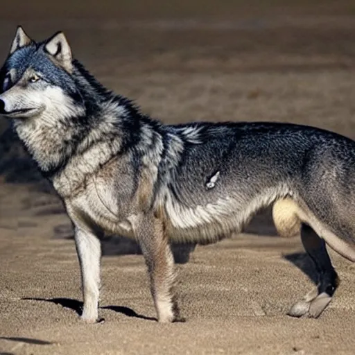 Image similar to Wolf shark chimera, shark with wolfish features, half wolf half shark