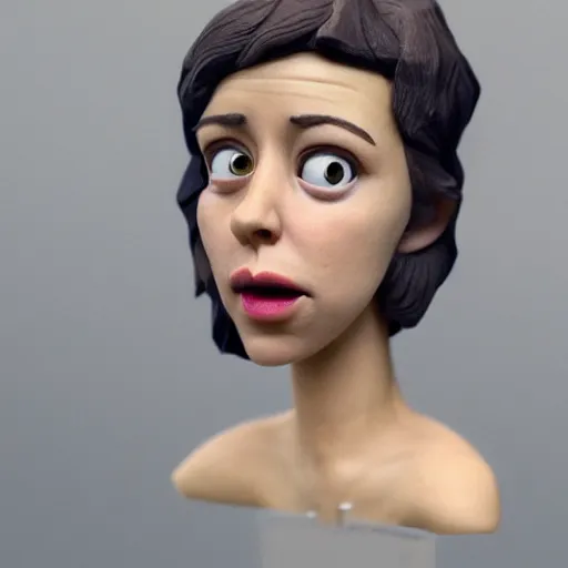 Image similar to aubrey plaza made out of polymer clay detailed sculpture trending on artstation