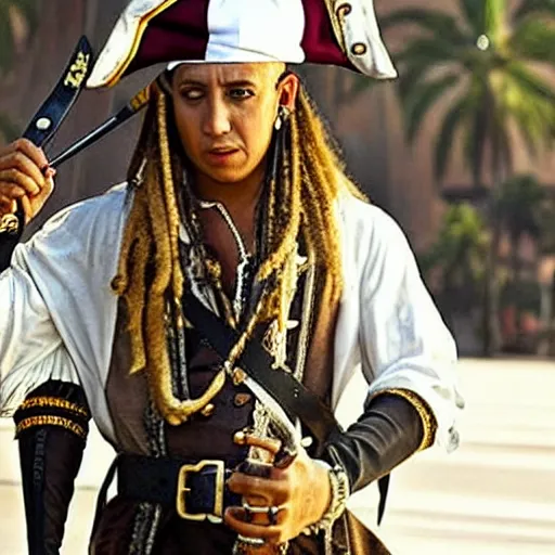 Prompt: Daddy Yankee as a pirate in pirates of the caribbean