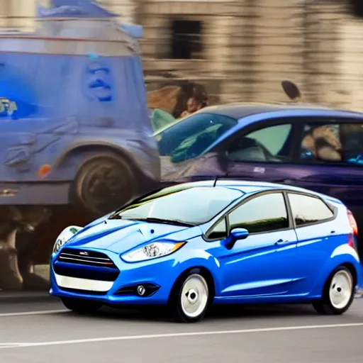 Image similar to a blue 2013 ford fiesta in the movie Cars