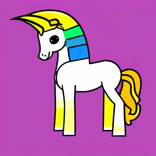 Image similar to Rainbow Robot Unicorn profile picture for social media sites. Limited palette, crisp vector line full body