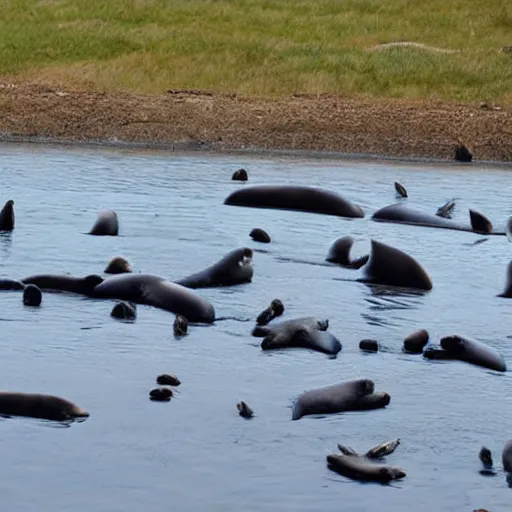 Prompt: invasion of baby seals