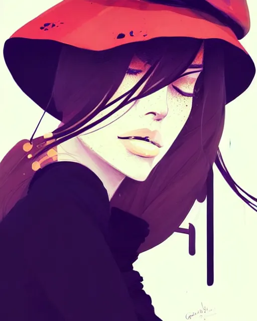 Image similar to a ultradetailed beautiful painting of a stylish woman wearing a bucket hat, by conrad roset, greg rutkowski and makoto shinkai trending on artstation