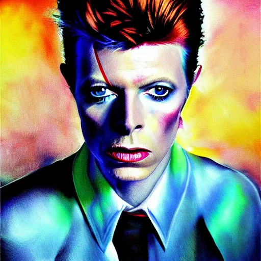 Image similar to high quality high detail painting by david bowie, hd, portrait, dramatic lighting