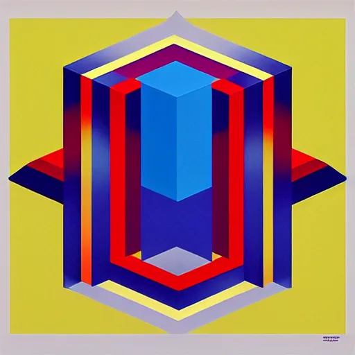 Prompt: geometric square by shusei nagaoka, david rudnick, airbrush on canvas, symmetry, colorful