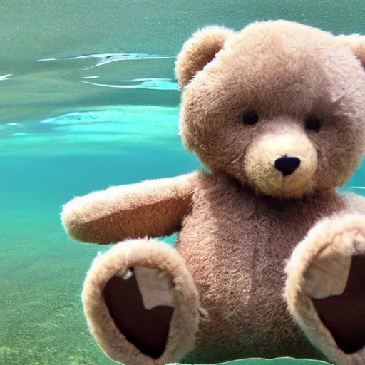 Image similar to Teddy bears working on new AI research underwater with 1990s technology