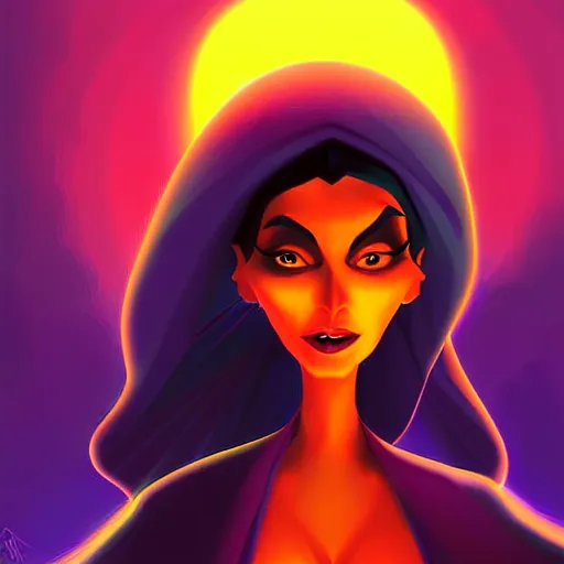 Image similar to curled perspective digital art of a dark hair woman wearing arab scarf by anton fadeev from nightmare before christmas