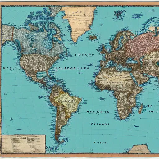 Image similar to geopolitical map of a strange new world, miller projection, monochromatic