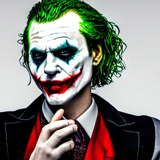 Image similar to The Joker played by Scarlett Johansen 8k hdr