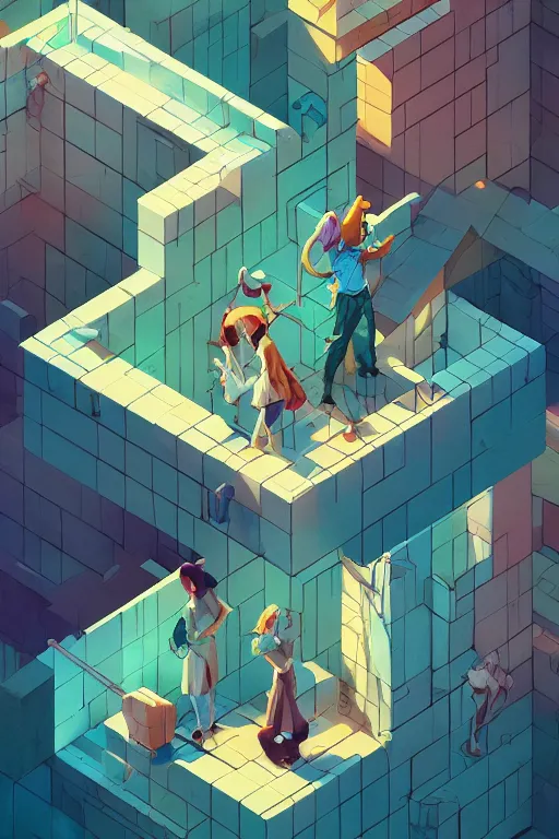 Prompt: Isometric maze, by Jesper Ejsing, RHADS, Makoto Shinkai and Lois van baarle, ilya kuvshinov, rossdraws global illumination