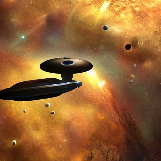 Image similar to small spaceship flying over an alien world by Jim Burns, sci-fi art, trending on artstation, hyper-realistic, 4K resolution