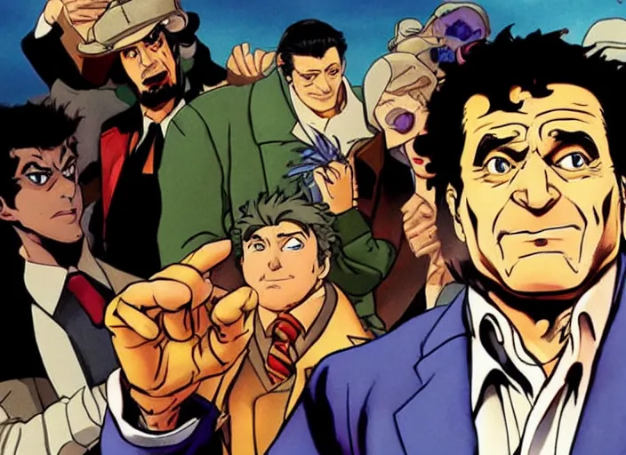 Prompt: Peter falk as a character in Jojo's Bizzare adventure