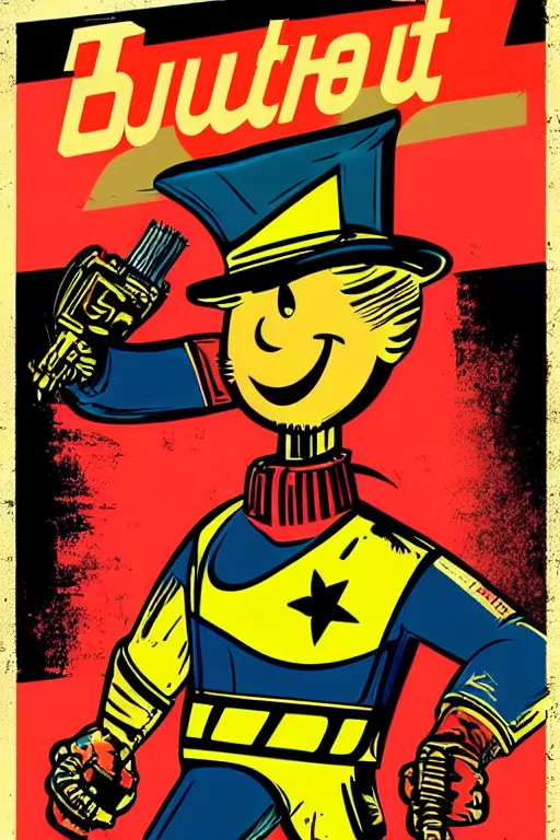 Image similar to fallout 7 6 retro futurist illustration art by butcher billy, sticker, colorful, illustration, highly detailed, simple, smooth and clean vector curves, no jagged lines, vector art, smooth andy warhol style