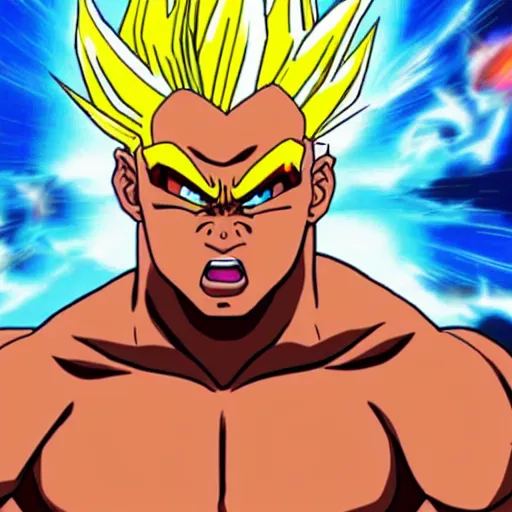 Image similar to mike tyson going super saiyan in anime art style