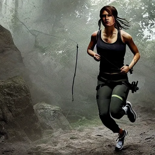 Image similar to tomb raider running, Nike commercial