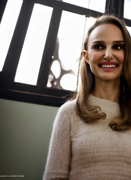 Image similar to wide angle photo of natalie portman as overly attached girlfriend, 8 k, 1 6 mm f 1 6