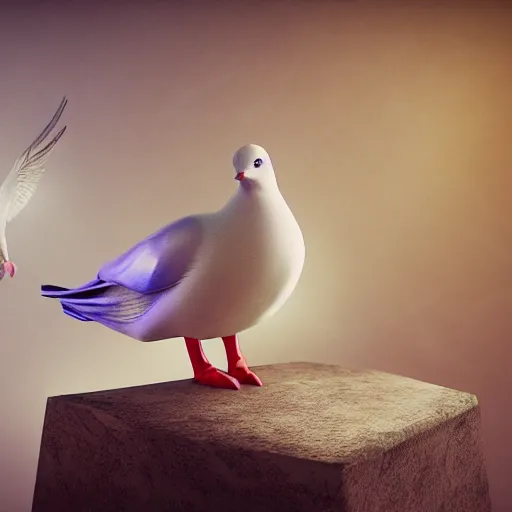 Prompt: magic dove. digital art. art station. unreal engine. render. unreal 5. award winner. realistic. high detail. hyper realistic.