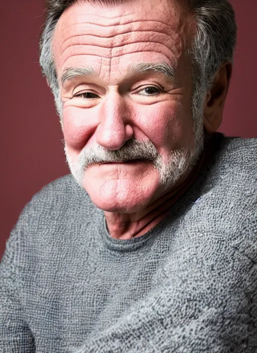 Image similar to DSLR photo portrait still of 71 year old age 71 Robin Williams at age 71!!!, 85mm f1.8