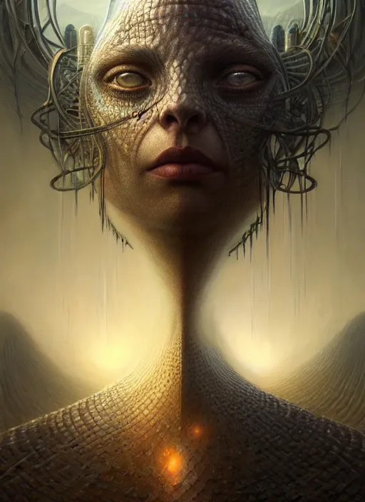 Image similar to closeup portrait shot of a cyclops in a scenic dystopian environment, intricate, elegant, highly detailed, centered, digital painting, artstation, concept art, smooth, sharp focus, illustration, artgerm, tomasz alen kopera, peter mohrbacher, donato giancola, joseph christian leyendecker, wlop, boris vallejo