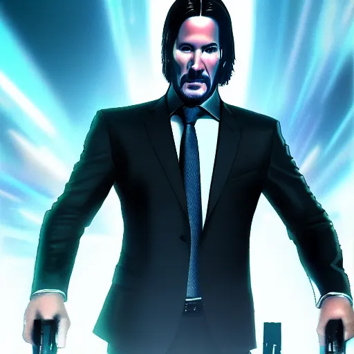 Prompt: john wick in the tron universe, 4 k