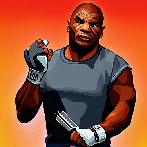 Prompt: Mike tyson grand theft auto art style digital painting artwork