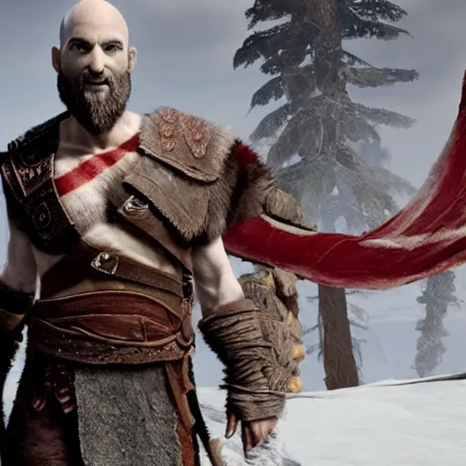 Image similar to bill murray as the protagonist of god of war, screenshot