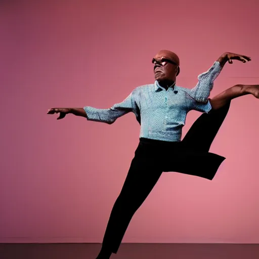 Image similar to Samuel L. Jackson as a ballerina, dancing gracefully, 4k, high details, studio lighting