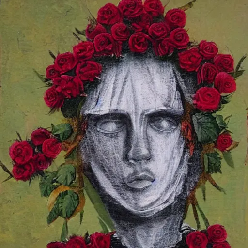 Image similar to a knight made out of roses