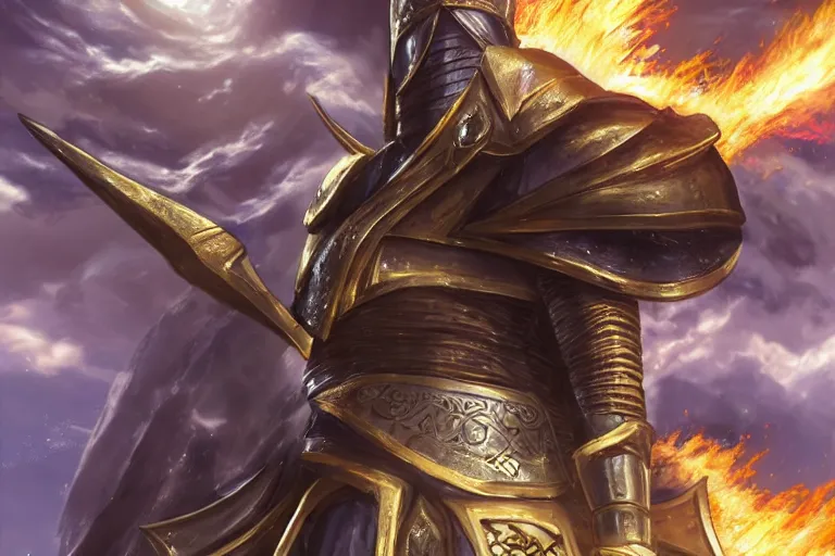 Prompt: an ultra detailed portrait of saladin as a shonen anime protagonist charging into battle wearing bright gold armor and huge flaming longsword blessed by god, epic anime fantasy, 8 k, volumetric lighting, smooth, highly detailed, digital illustration, art by kentaro miura and akira toriyama and albert bierstadt and greg rutkowsi, artstation