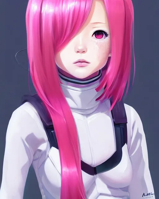 Prompt: portrait Anime pink haired space cadet girl Anna Lee Fisher anime cute-fine-face, pretty face, realistic shaded Perfect face, fine details. Anime. realistic shaded lighting by Ilya Kuvshinov Giuseppe Dangelico Pino and Michael Garmash and Rob Rey, IAMAG premiere, aaaa achievement collection, elegant freckles, fabulous, daily deviation, annual award winner