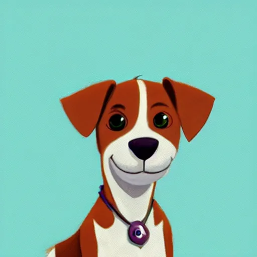 Image similar to cute jack russel terrier, concept art, character sheet, character design, by cory loftis