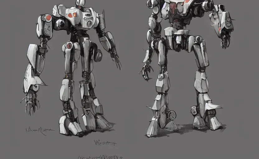 Image similar to concept art sheet of a mech robot, pinterest, artstation trending, behance, watercolor, by conby whitmore
