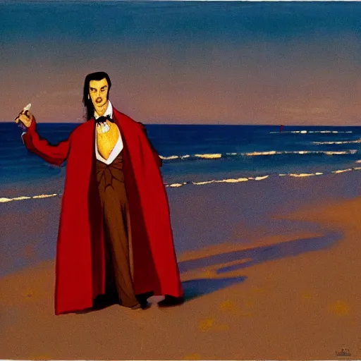 Prompt: dracula at the beach