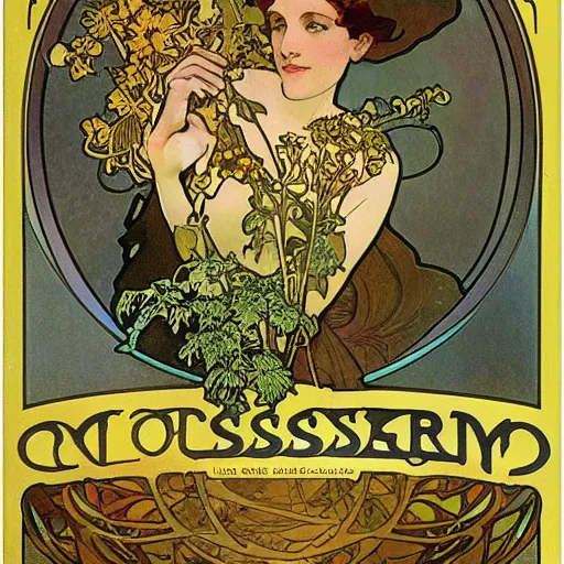 Image similar to Sticker of a ecosystem in a bottle , elegant art nouveau style, Alphonse Mucha, james gurney