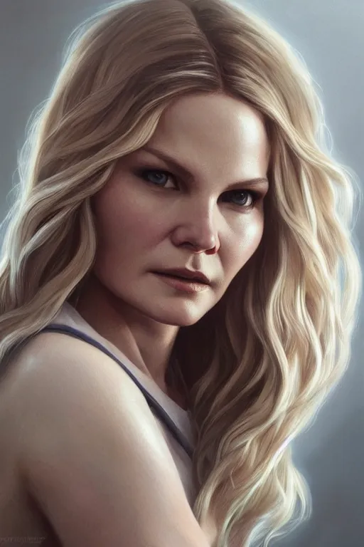 Prompt: painting of jennifer morrison,, ultra realistic, sharp details, subsurface scattering, intricate details, warm lighting, beautiful features, highly detailed, photorealistic, octane render, 8 k, unreal engine, art by artgerm and greg rutkowski and alphonse mucha