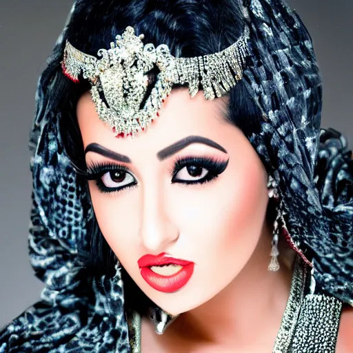 Image similar to portait of ibtissam tiskat moroccan singer, hd, centred