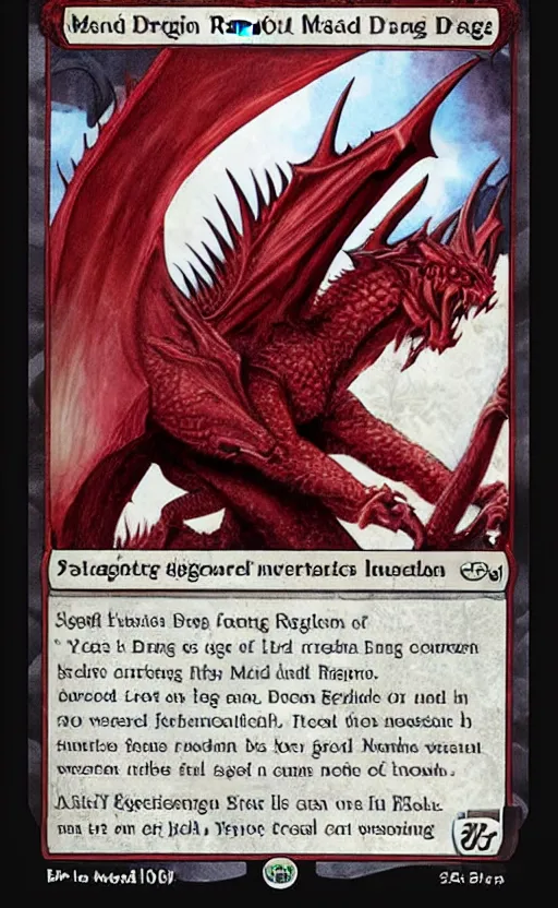 pokemon card trading fantasy card of a red dragon, Stable Diffusion