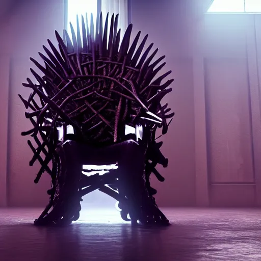 Prompt: beautiful medusa on a iron throne , cyberpunk style, volumetric lighting, cinematic, unreal engine 5 render