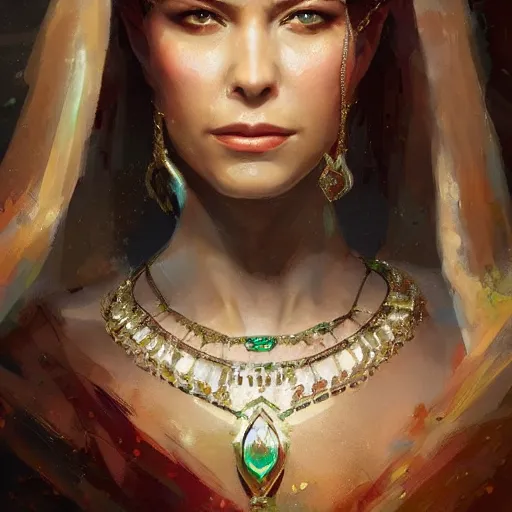 Prompt: a beautiful portrait of a jewel goddess by greg rutkowski and raymond swanland, trending on artstation, ultra realistic digital art
