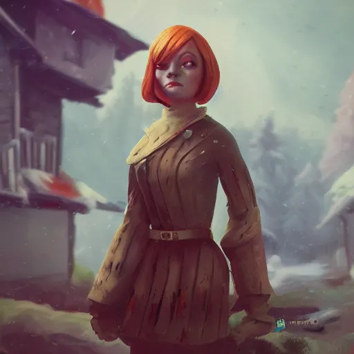 Prompt: emma stone in russian village, max masnyy, jakub gazmercik, beeple, patrick faulwetter, heavenlydaemonic, trending on artstation