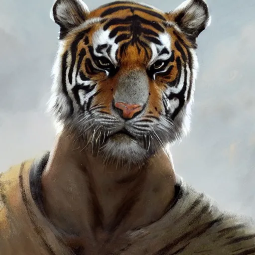 Prompt: a aesthetic award winning commission portrait of a fit anthro tiger wearing military uniform,digital art,art by greg rutkowski,art germ,charles bowater,trevor henderson,detailed beautfiul face,photorealistoc,hyperdetailed,dramatic,artstation,deviantart,professional lighting,western comic art,clean lineart