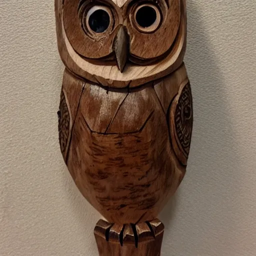 Image similar to a wooden owl carving