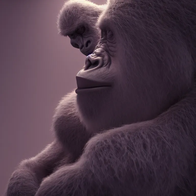 Image similar to a cinematic shot of yogurt gorilla, octane render, volumetric lighting, nvidia raytracing demo, by Andy Thomas, Mario Martinez, Daniel Mirante, Gustave Dore, Artstation, CGsociety, masterpiece