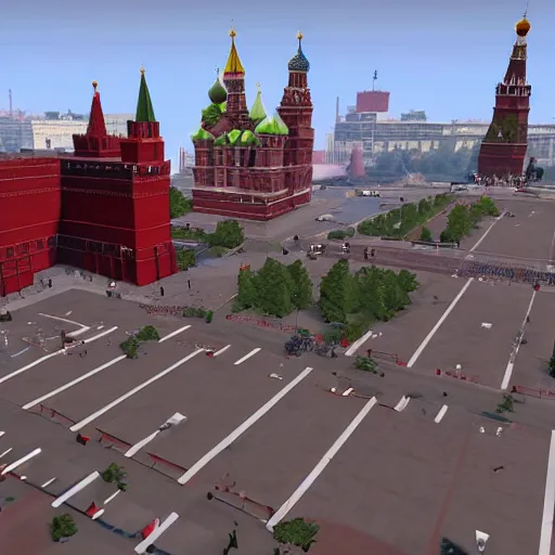 Prompt: red square in moscow in gta v game